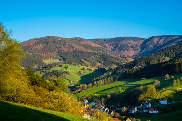 Germany, Beautiful black forest nature landscape surrounding houses of little village