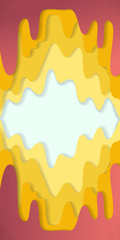 Gradient paper layers 3D papercut on yellow red background.Vertical abstract wavy paper cut texture leaks for topography website template or smooth cartoon origami paper shape concept.