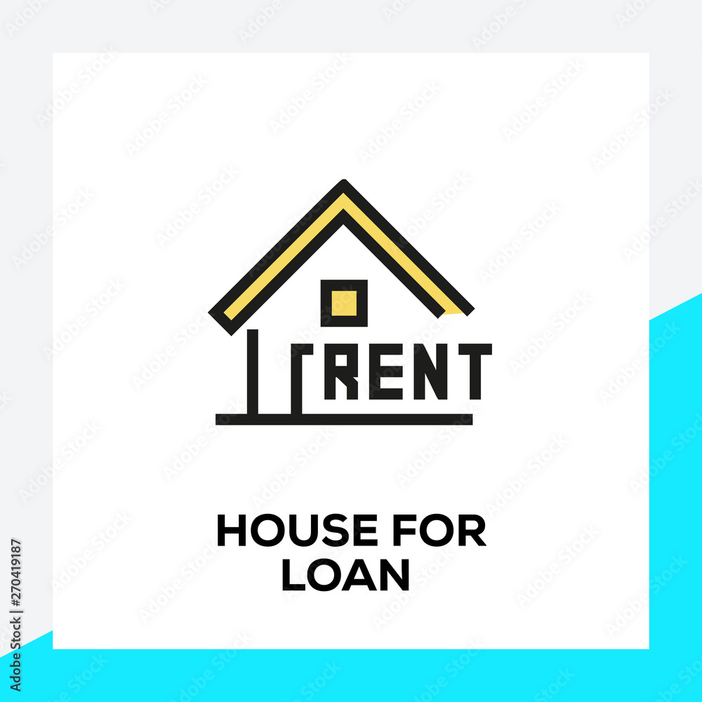 Poster house for loan line icon set