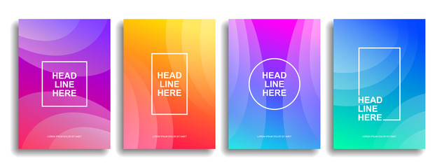A collection of colorful covers. Wavy shapes with gradient. Modern design. Eps10 vector