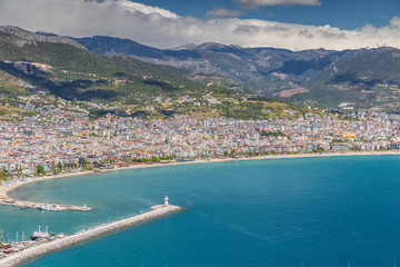 Aerial View of the harbor of Alanya in Turkey
