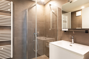 Modern bathroom with marble tiles