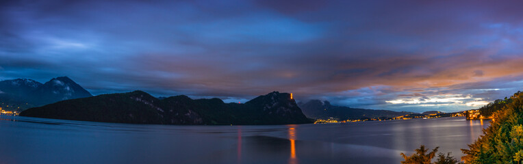 Panorama. Night light. Canton of Lucerne.