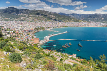 Aerial View of the harbor of Alanya in Turkey