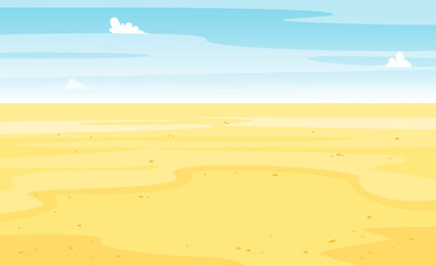 Desert with cactus landscape view. Sand and cacti. Beautiful sunny summer scene. Hot and wild. Vector cartoon flat illustration.