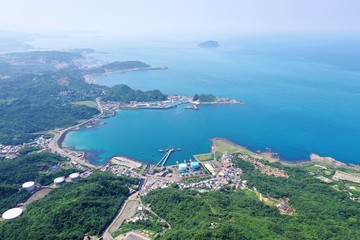 Fototapeta na wymiar Aerial view over Jiufen Old town in Taiwan 