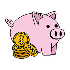 piggy savings with coins money