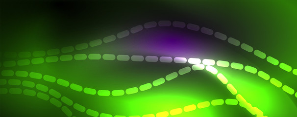 Fototapeta premium Neon vector wave lines abstract background, magic futuristic techno design