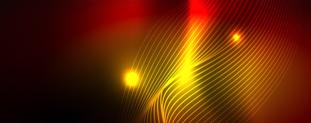 Shiny neon lines techno magic futuristic background, magic energy space light concept, abstract background wallpaper design