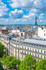 Paris, view of the Eiffel Tower and typical roofs of the French capital