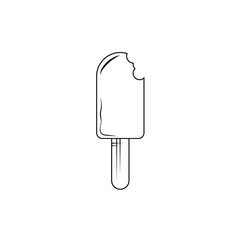 Chocolate ice cream popsicle with a bite vector icon. Great for logos, menus and inforgraphics. - Vector