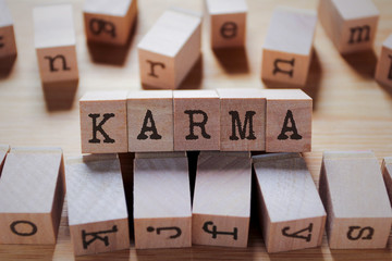 Karma Word In Wooden Cube