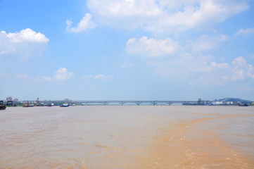 Nanjing Yangtze River Bridge was built across the Yangtze River (Chang Jiang) in 1968, Nanjing, Jiangsu Province, China.