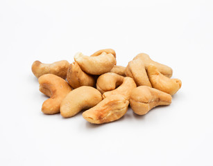 Cashew nuts on a white background