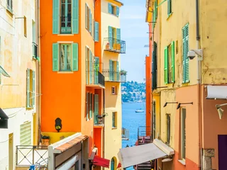 Acrylic prints Villefranche-sur-Mer, French Riviera Bright yellow houses in the Villefranche-sur-Mer, of the Cote d'Azur, France