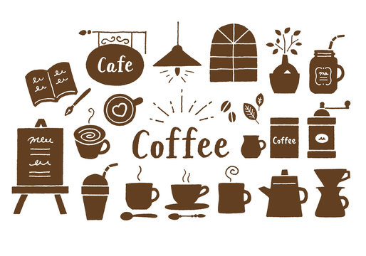 コーヒーとカフェ茶色アイコン