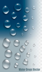 Collection with drops of water on a transparent background. Vector.