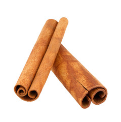 Cinnamon sticks isolated on white background without shadow