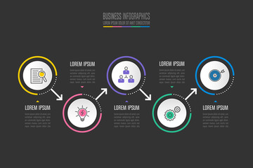 infographic design business concept with 5 options, parts or processes.