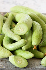 Fresh  Armenian cucumbers  on white background 