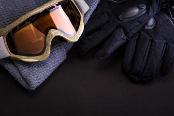 Ski goggles hat and gloves