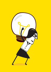 Businesswomen carrying idea. Business metephor