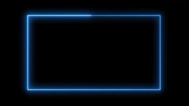 Glowing blue rectangular frame with alpha channel. 4K. Rotation animation.