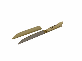 knife with cover on white background