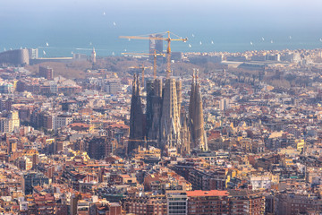 cityscape barcelona spain from above