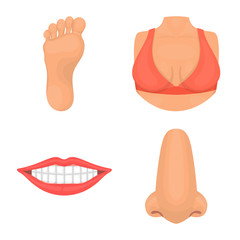 Vector design of body and part logo. Set of body and anatomy vector icon for stock.