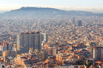cityscape barcelona spain from above
