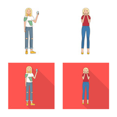 Vector illustration of posture and mood sign. Set of posture and female vector icon for stock.