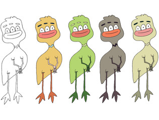 Funny cartoon colored write hand made draw doodle monster aliens chicken