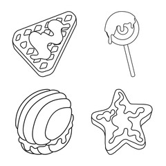 Vector illustration of sweet and product icon. Collection of sweet and caramel stock symbol for web.