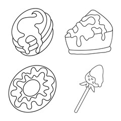 Vector design of sweet and product icon. Collection of sweet and caramel stock vector illustration.