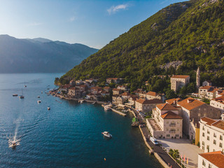 Fototapeta na wymiar aerial view of perast city in montenegro