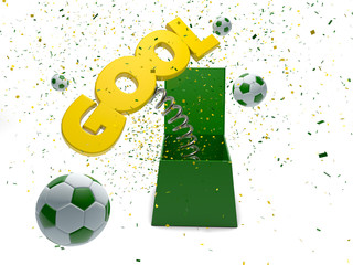 Gol or Gool - Goal in Portuguese - box surprise - 3d render - Path save