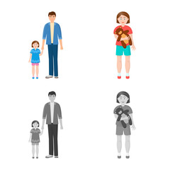 Vector illustration of character and avatar  icon. Collection of character and portrait stock symbol for web.