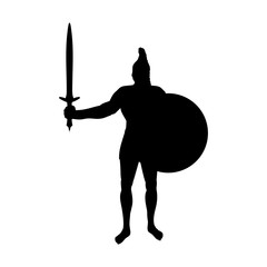 Ares god  war silhouette ancient mythology fantasy. Vector illustration.