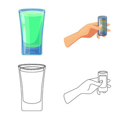 Vector design of cafe and Latin logo. Set of cafe and national stock symbol for web.