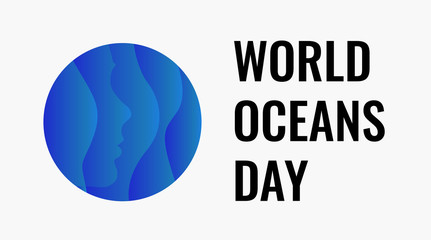 World Oceans Day design template. Ocean health protect graphic symbol. Nature care logo. Environment planet Isolated vector illustration.