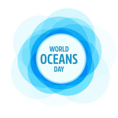 World Oceans Day design template. Ocean health protect graphic symbol. Nature care logo. Environment planet Isolated vector illustration.