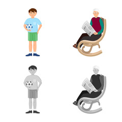 Isolated object of character and avatar  sign. Set of character and portrait stock symbol for web.