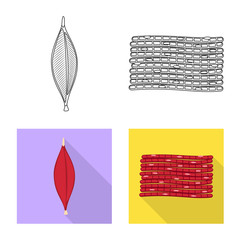 Vector design of fiber and muscular symbol. Collection of fiber and body  stock vector illustration.