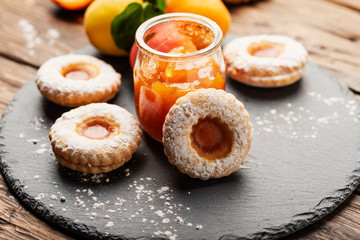 Homemade cookeis with apricot jam