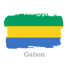 Obraz premium Hand draw Gabon flag. Vector Illustration.