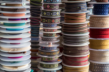 Coils of embroidery ribbons for sewing