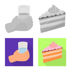 Isolated object of diet and treatment  sign. Set of diet and medicine stock symbol for web.