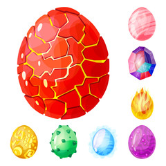 Isolated object of dinosaur  and magic  symbol. Set of dinosaur  and fantasy stock vector illustration.