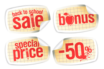 Back to school sale stickers set